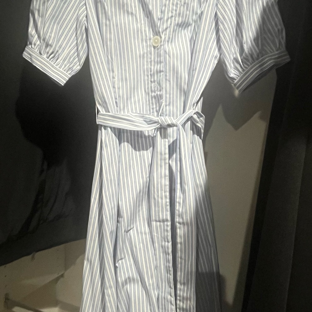 Tommy Hilfiger White Buttoned Tie Front Midi Dress